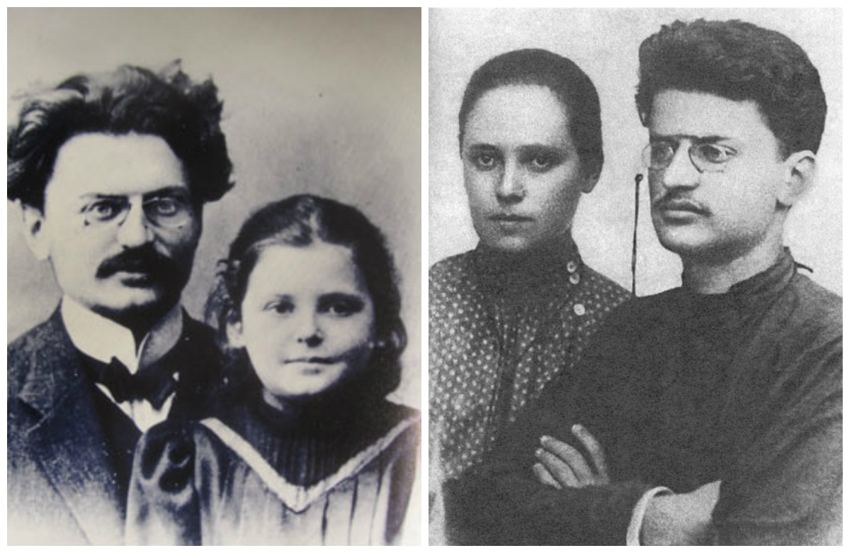 Лев Троцкий с Александрой Соколовской и дочкой