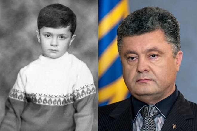 Петр Порошенко в детстве и сейчас