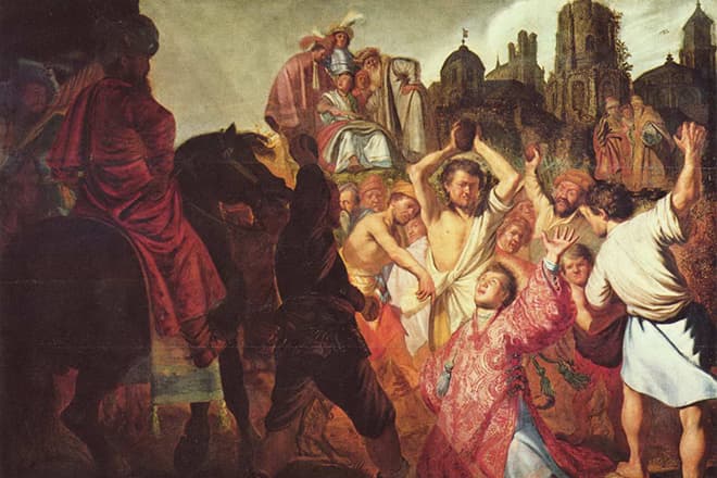 Картина Рембрандта «Побиение камнями святого  апостола Стефана»