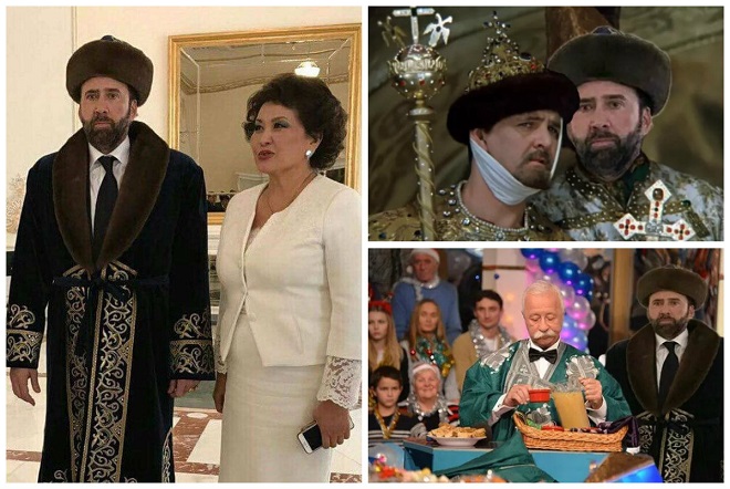 Пользователи соцсетей высмеяли Николаса Кейджа в казахском костюме