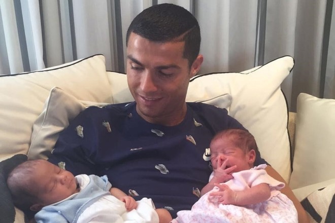 Cristiano Ronaldo with his children Matthew and Eva Cristiano Ronaldo with his children Matthew and Eva