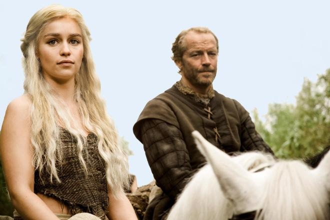 Iain Glen and Emilia Clarke in the series Game of Thrones Iain Glen and Emilia Clarke in the series Game of Thrones
