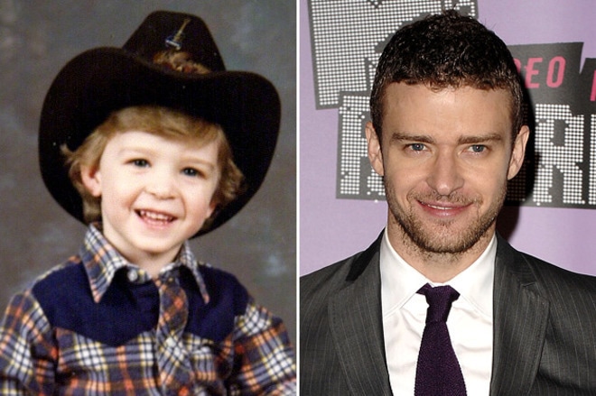 Justin Timberlake in his childhood and at present Justin Timberlake in his childhood and at present