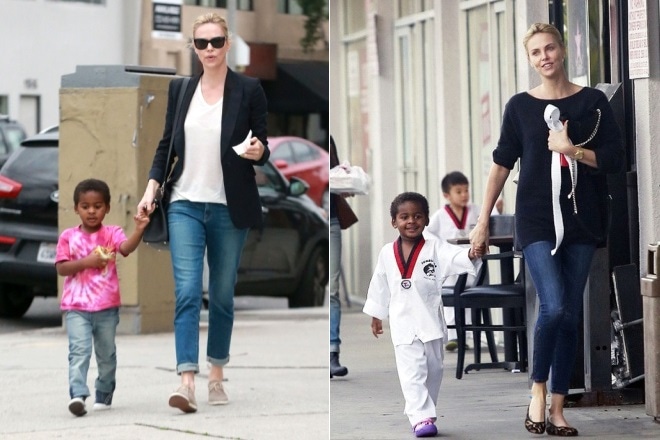 Charlize Theron with her son Charlize Theron with her son