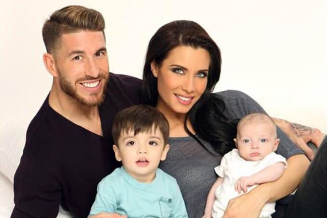 Sergio Ramos with his wife and their children
