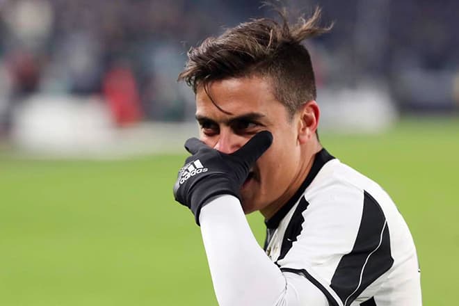 Paolo Dybala is celebrating his goal with a gesture