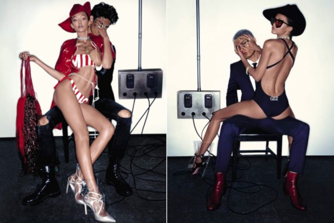 The shooting of Gigi Hadid and Justin Martin for "Vogue Italia" magazine The shooting of Gigi Hadid and Justin Martin for "Vogue Italia" magazine
