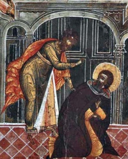 Малюта Скуратов убивает митрополита Филиппа. Клеймо иконы