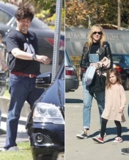 Бенисио Дель Торо и Кимберли Стюарт с дочерью