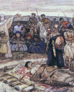 «Княгиня Ольга встречает тело князя Игоря», В. Суриков