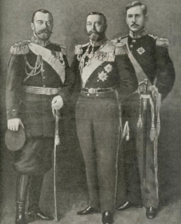Российский император Николай II, английский король Георг V и король Бельгии Альберт I