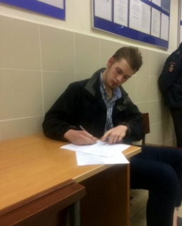 Макар Касаткин в полицейском участке