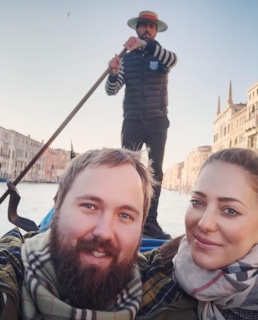 Валентин Петухов и его жена в Венеции