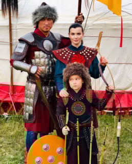 Сангаджи Тарбаев с женой и сыном