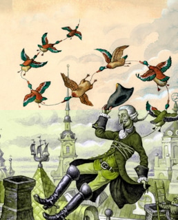 Барон Мюнхгаузен летит на утках