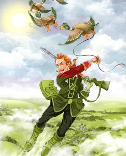 Барон Мюнхгаузен летит на утках