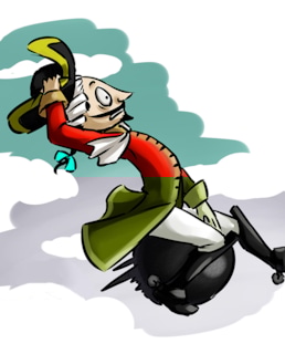 Барон Мюнхгаузен на ядре