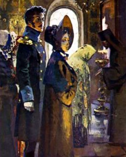 Николай Ростов и Марья Болконская в церкви