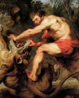 Самсон разрывает пасть льву