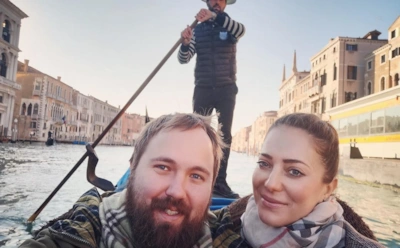 Валентин Петухов и его жена в Венеции