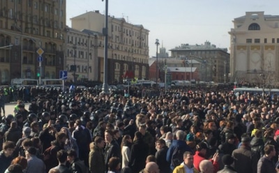 В Москве на несанкционированном митинге задержаны более 500 человек