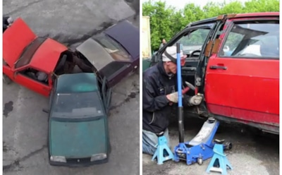 Блогеры-автолюбители сварили спиннер из трех "Жигулей"