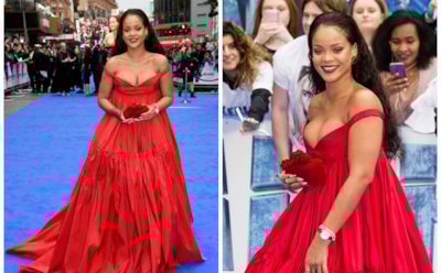 Певица Рианна в откровенном платье очаровала поклонников