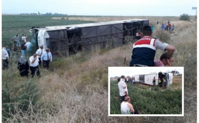 В Турции перевернулся пассажирский автобус, пострадали более 30 человек