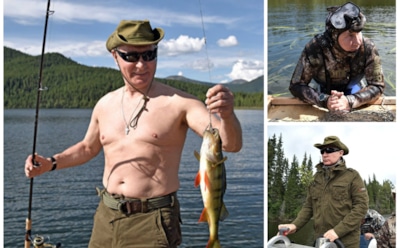 В Сети появились фото и видео подводной рыбалки Путина в Южной Сибири