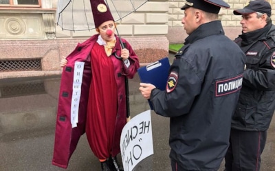 В Петербурге клоуны вышли протестовать против фильма «Оно»