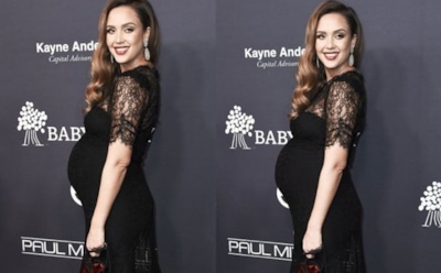 Джессика Альба подчеркнула кружевным платьем свою беременность