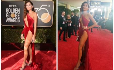 На вручении «Золотого глобуса» Бланка Бланко продемонстрировала грудь и бедра в красном платье