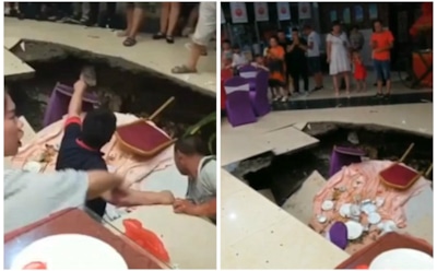 В Китае гости на свадьбе провалились сквозь землю