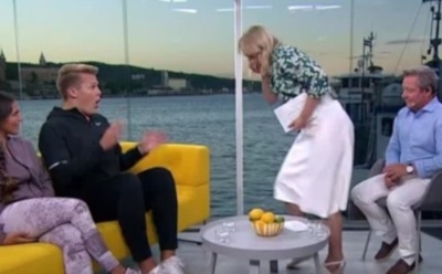 В Норвегии ведущую стошнило на гостя в прямом эфире