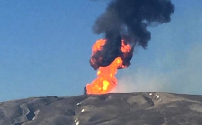 В Баку сняли на видео, как пробудился огромный грязевой вулкан