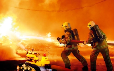 Пожарный робот прошел испытание на учениях МЧС