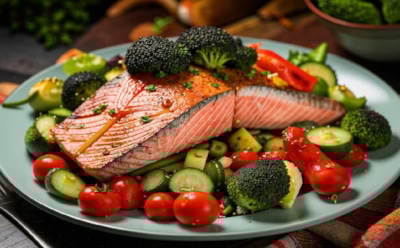 Изысканная простота: вкусный рецепт приготовления сочного запеченного лосося с овощами — насладитесь блюдом для истинных гурманов