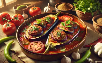 Турецкое блюдо «Карныярык»: фаршированные баклажаны с мясом и специями — сытное и оригинальное угощение для праздничного стола