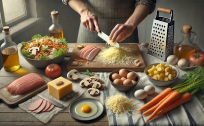 Снег в любой сезон: рецепт яркого салата «Снежные сугробы» с копченой курицей и грибами — слоеное блюдо с оригинальной подачей