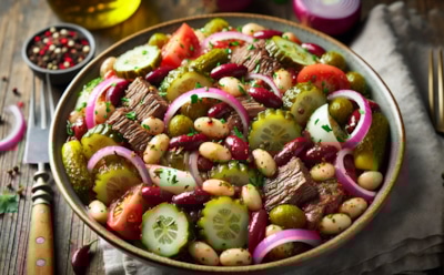 Сочный и аппетитный: салат с говядиной, фасолью и огурцами для сытного и полезного ужина — рецепт, который приятно удивит и порадует
