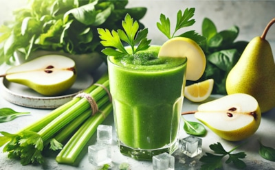 Зарядитесь бодростью с зеленым витаминным коктейлем: сочетание сельдерея, петрушки и груши — полезный напиток с освежающим вкусом