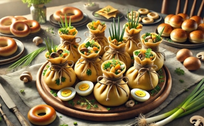 Аппетитная и оригинальная закуска для праздничного стола: рецепт приготовления блинных мешочков — с начинкой из курицы, грибов и сыра