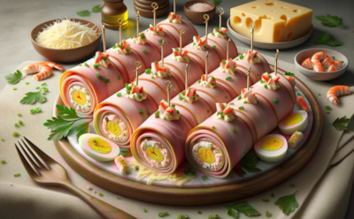 Простой рецепт, а любое застолье украсит: рулетики из ветчины с крабовыми палочками и сыром — аппетитная закуска, которую оценят все гости