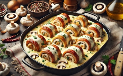 Крученики на праздничный стол: удивительно вкусные мясные рулетики с омлетом и грибной подливой — секрет сочного и ароматного блюда