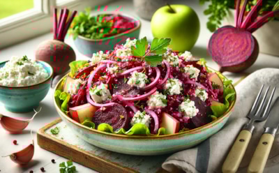 Салат, который зарядит энергией: быстрый рецепт из свеклы с творогом и яблоком — полезное блюдо для здоровья и отличного самочувствия
