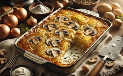 Полноценный обед из простых ингредиентов: как приготовить картофельную запеканку с солеными грибами — сытное блюдо с ароматом леса