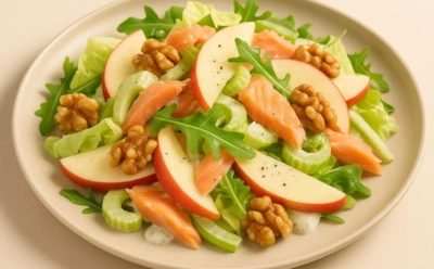 На вид просто, на вкус — восхитительно: нестандартный салат с красной рыбой на Новый год