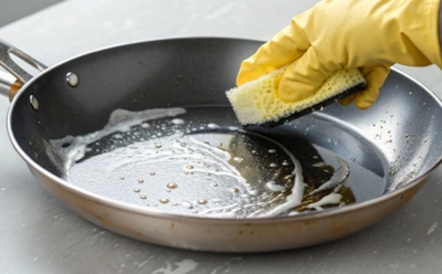 Сковорода выглядела безнадежной годами: простой народный прием растворяет жир и нагар без жесткой чистки