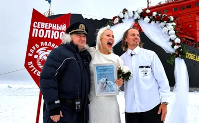 Любовь на льдине: Катя Гордон отпраздновала свадьбу на Северном полюсе