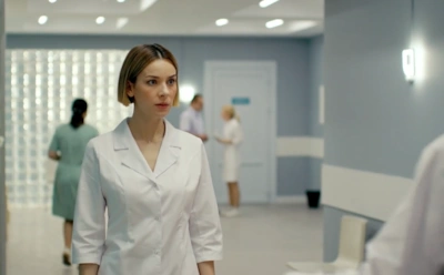 Елена Лотова в образе Елагиной в сериале «Акушер»